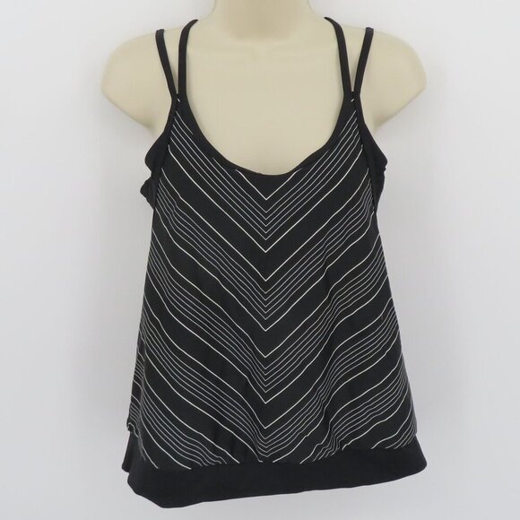 Athleta Women 38 B/C Black White Chevron Tankini Tank Swimwear Swim Top Strappy - Picture 12 of 12